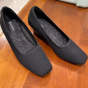 VIVAIA Black Wedge Square Toed Pumps